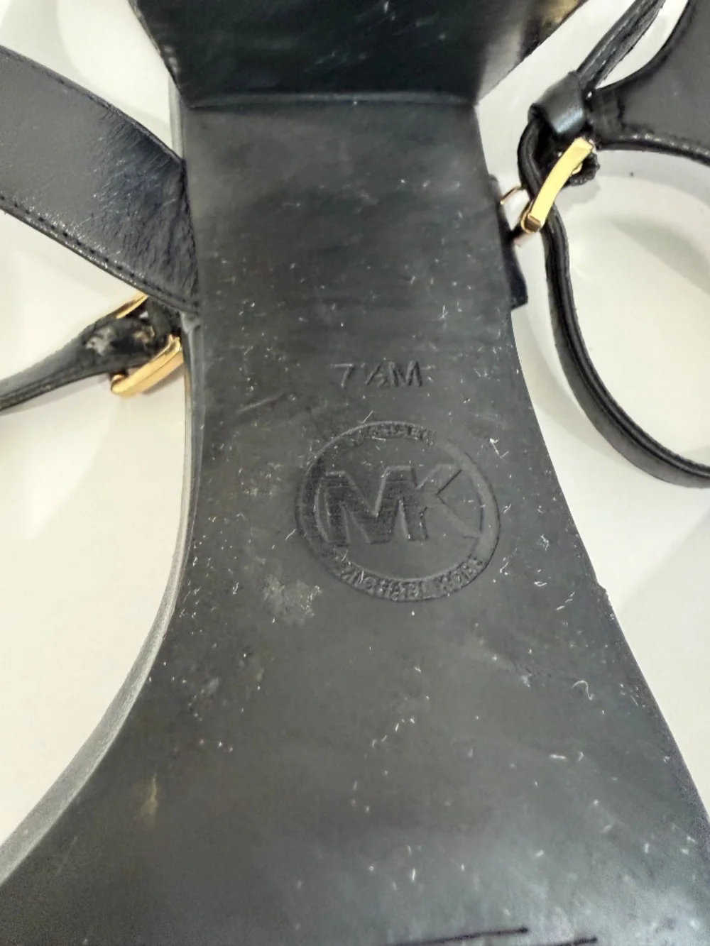Michael Kors Black Leather Block Heel Ankle Strap Sandals Size 7.5M